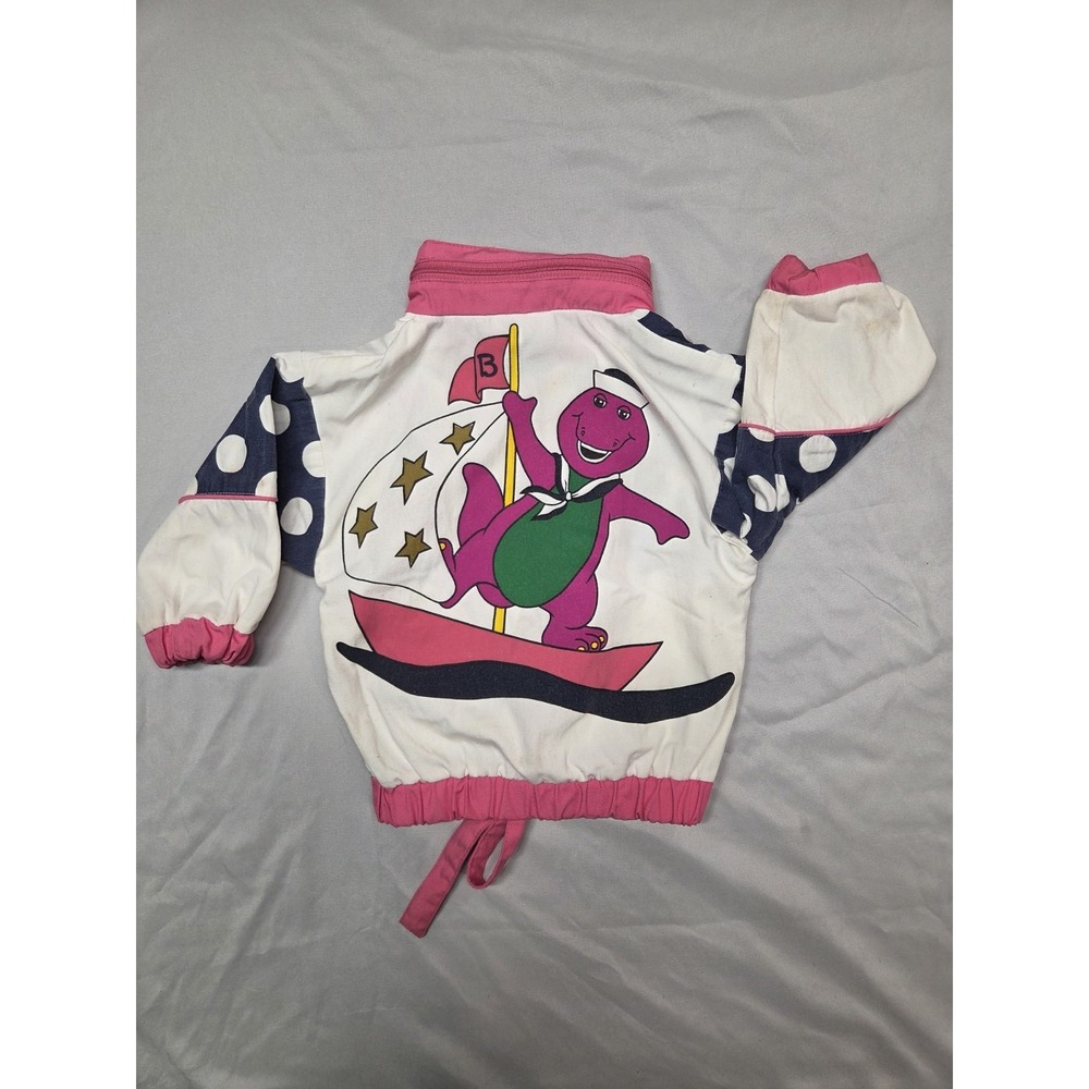 Vintage 1993 Barney the Dinosaur Track Windbreaker Jacket Size 12 Months